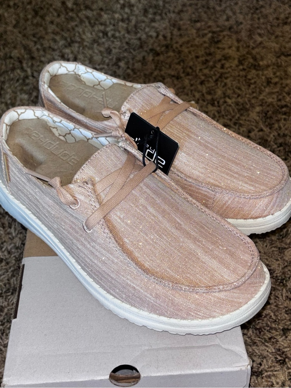 Hey Dude Wendy Sparkling Shoes Women Size 6 Rose Gold Slip On Comfort NEW